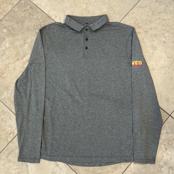 Lululemon Evolution Polo Men XL Grey Long Sleeve Shirt Stretch Athletic Faves - Picture 2 of 8